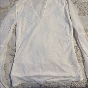 White Sheer Long Sleeve Top